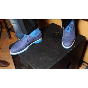 Cole Haan x Nike Air mens blue suede leather wingtip Oxford dress shoes Sz 10.5M